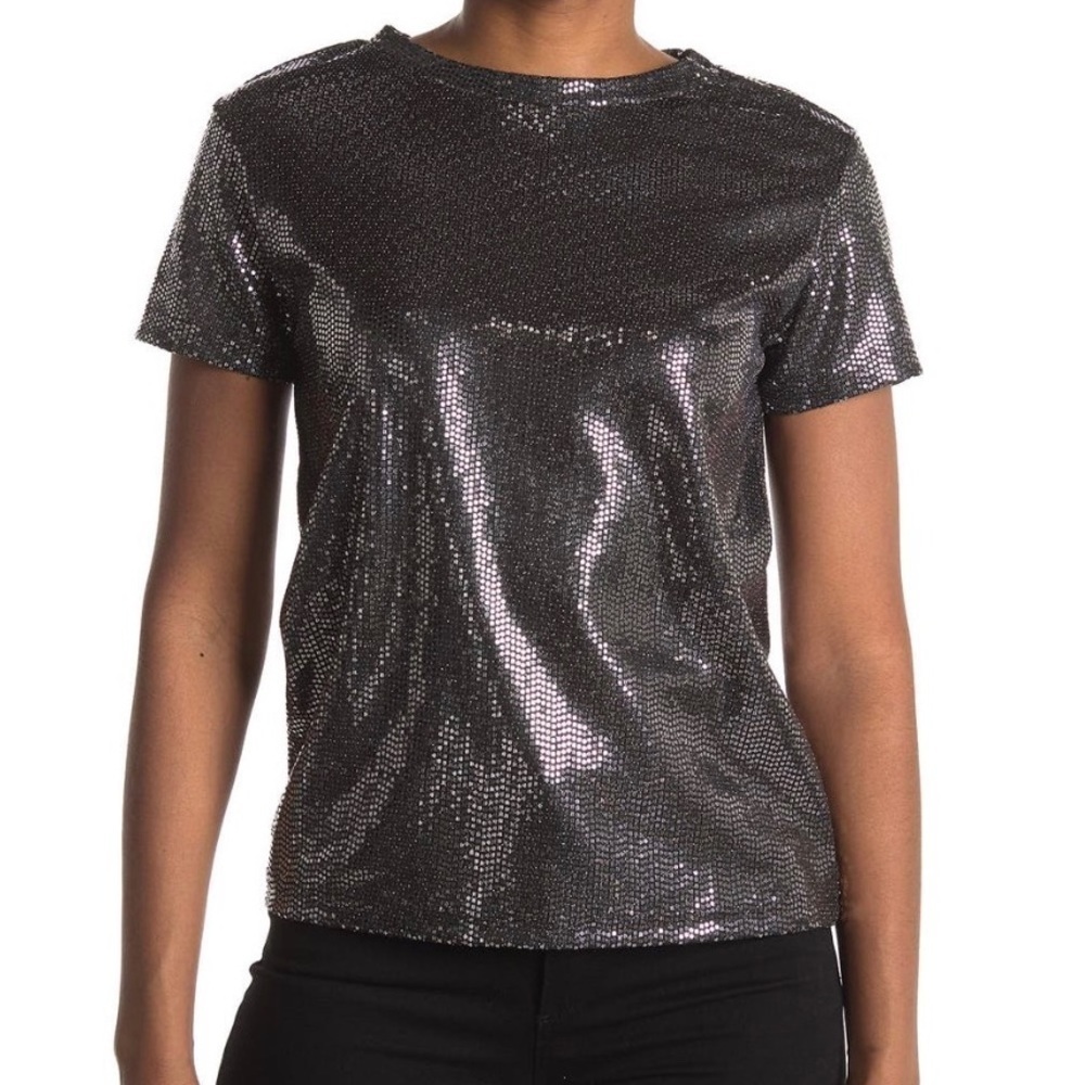 BB DAKOTA BY STEVEN MADDEN FOILED KNIT  T-SHIRT